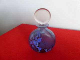 Vintage Isle Of Wight Iridescent Glass Perfume Bottle With Stopper Black Label