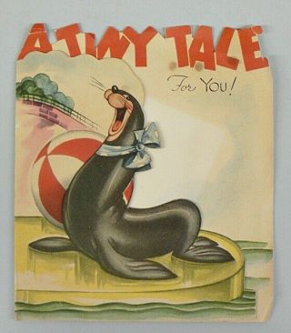 Vintage A Tiny Tale Card With Mini Sally The Little Seal Book
