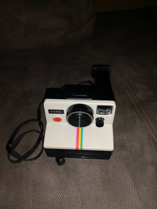 Vintage Poloroid One Step Land Camera Bc Series 600 Rainbow Stripes With Case