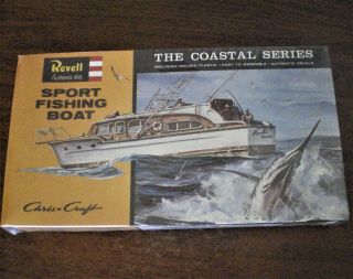 Vintage 1964 Revell The Coastal Series Chris - Craft Sport Fishing Boat Model Kit