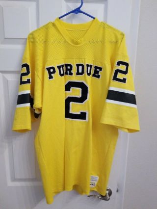 Vintage Medalist Sand - Knit Purdue Boilermakers L Football Jersey Yellow 2