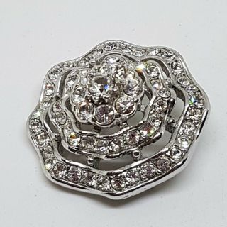 VINTAGE Attwood & Sawyer Brooch Flower Rose York White Glass Scarf Pin A&S 2