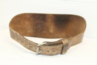 Vintage Heavy Duty Leather Weight Lifting Exercise Workout Belt 32 " - 42 "