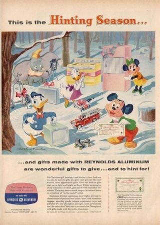 1957 Reynolds Print Ad Walt Disney 