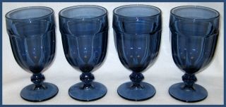 4 Vintage Libbey Duratuff Gibraltar 16 Oz Ice Tea / Water Goblets 7 " Dusky Blue
