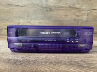 ULTRA RARE Clear Blue/Purple Case Philips VCR VHS Player With AC or DC 2