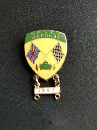 Vintage 1980 British Racing Sports Car Club Motor Marshal Enamel Pin Lapel Badge