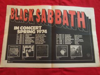 1974 Vintage Poster Size Advert Black Sabbath Spring Uk Tour