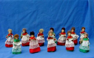 12 Vtg Christmas Handmade Angel Choir Germany Wax Heads & Hands