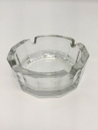 Ashtray Clear Glass Cigarette Holder Retro Vintage 4 Inch Round 1.  5 In Tall