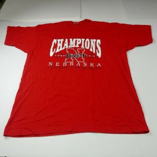 Nebraska Cornhuskers Shirt Xxl 2xl Red National Champions Single Stitch Vtg 1994