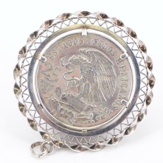 Vtg Sterling Silver 1968 Mexico 25 Pesos Summer Olympics Coin Pendant - 32g