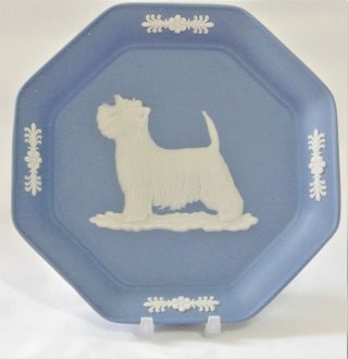 Wedgwood Blue Jasper Octagonal Dish Scottie Dog Vintage