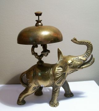 Vintage Brass Elephant Desk Service Bell •taiwan •