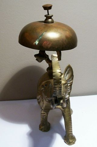 Vintage Brass ELEPHANT Desk Service Bell •Taiwan • 2