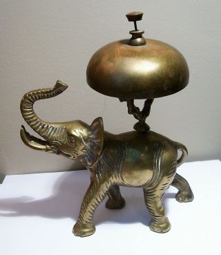 Vintage Brass ELEPHANT Desk Service Bell •Taiwan • 3