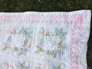 Vintage handmade hand stitch quilts Shabby Wreath pastel Triangle Chic 2