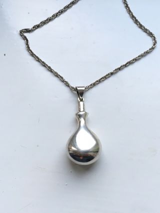 Vintage 925 Sterling Silver Miniature Perfume Bottle Pendant With Chain