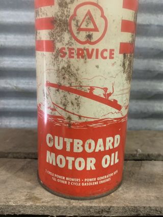 SCARCE Vtg 50s 60s Cities Service Outboard Oil 32 Oz CONE TOP Can Gas Station 3