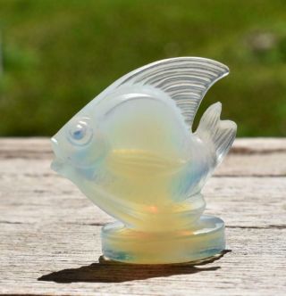 Vintage Sabino France Opalescent Art Glass Fish Figurine 2 " W/ Label & Signed