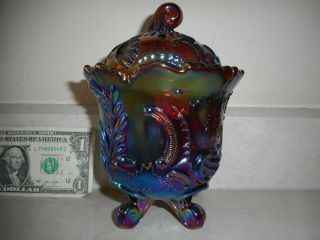 Vintage Tagged Marked Imperial Iridescent Carnival Glass 6.  5 " X 4.  5 " Candy Dish
