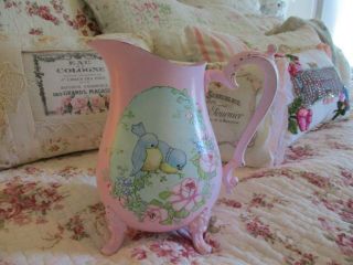 Shabby Chic Hand Painted Roses - Vintage Metal Water Pitcher