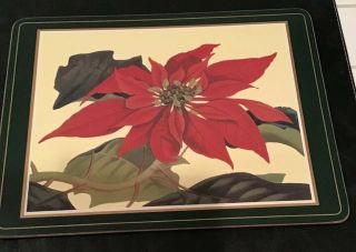 Vintage Pimpernel Placemats 6 Poinsettia Christmas Cork - 12”x9” Made In England