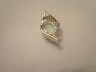 Vtg Opal sterling silver pendant with diamond chips 2