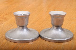 Pair Vintage Aluminum Metal Candlesticks Candle Holders