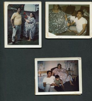 Unusual Vintage Polaroid Photos Latino Family Man W/ Fat Wife 988078