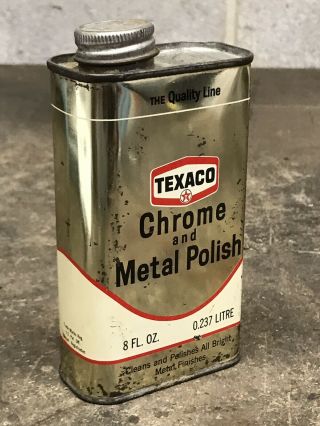 Vintage Texaco Chrome Metal Polish 8 Oz Can Gas Oil