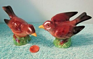 Vintage Japan Ceramic Porcelain Salt & Pepper Shaker Set,  Hand Painted Birds