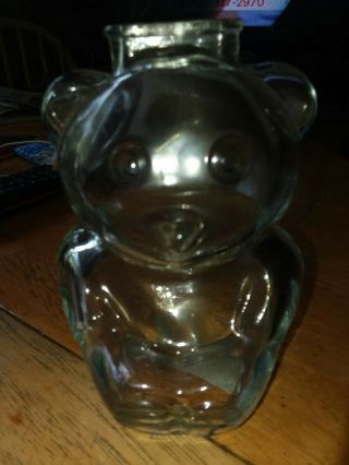 Vintage Anchor Hocking Clear Glass Teddy Bear Piggy Bank 6.  25 " H X 4 " W