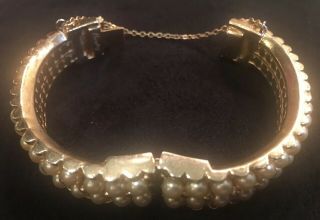 Vintage BARCLAY Gold Tone Hinged Bracelet Safety Chain Faux Pearls Exquisite 3