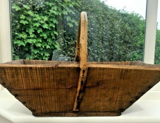 Large French Vintage Handmade Wooden Trug Garden Basket Vegetable Fruit Box