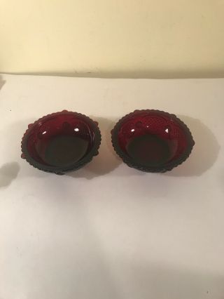 2 Vintage Avon Cape Cod Ruby Red Dessert Berry 5 " Bowls,  No Box