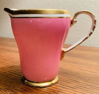 Vtg Royal Grafton Bone China Hand Painted Pink Gold Creamer Milk Jug England 50s