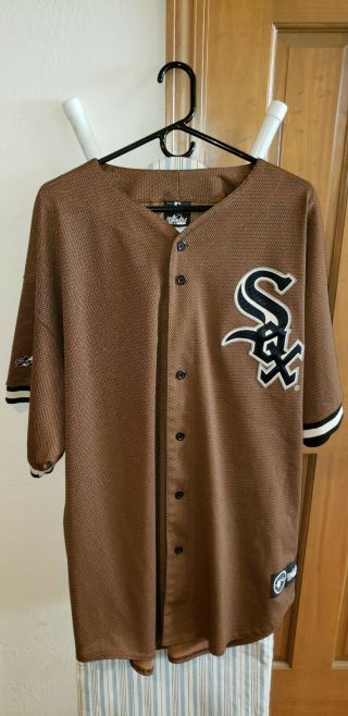 Vintage 90s Majestic Chicago White Sox Jersey Size Xxl Brown Black Cream