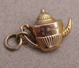Good Vintage 9ct Gold Teapot Charm / Pendant.  Chester 1958