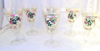 Vintage Wedgwood Wine Glasses Goblet English Rose Shabby Set Of 6