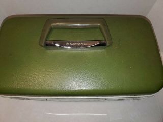 Vintage Samsonite Silhouette Green Cosmetics Makeup Train Case Hard Luggage 2