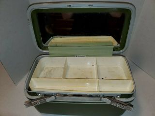 Vintage Samsonite Silhouette Green Cosmetics Makeup Train Case Hard Luggage 5