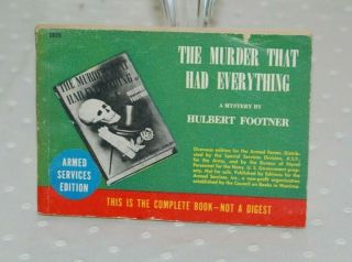 Vintage Armed Services Edition - 1075 - Murder That Had Everything.  Footner 1939