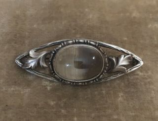 Vintage sterling silver arts and crafts Quartz rock crystal brooch pin 4