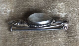 Vintage sterling silver arts and crafts Quartz rock crystal brooch pin 5