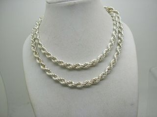 2 X Vintage Sterling Silver Rope Chain Necklaces 46 & 48 Cms Long