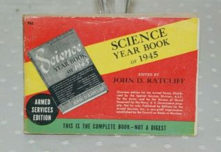 Vintage Armed Services Edition - 962 - Science Year Book Of 1945 - Ratcliff