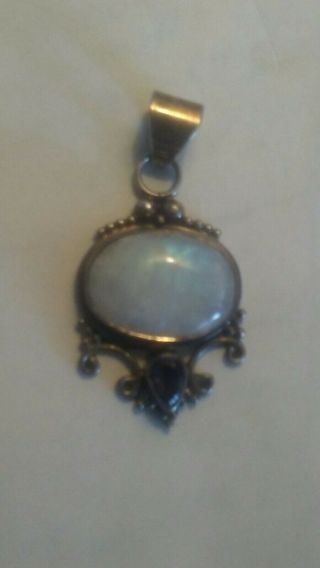 Unique Vintage Sterling Pendant / Necklace With Stones