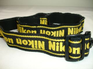 Vintage Camera Neck Strap Yellow / Black,  With Nikon Logos 02980