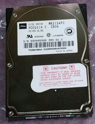 Vintage Toshiba Hdd2216 130mb 4200rpm Ide/pata 2.  5in Hard Disk Drive Powered Bus
